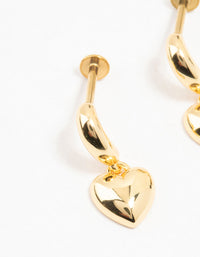 Gold Plated Surgical Steel Heart Drop Flat Backs 2-Pack - link has visual effect only