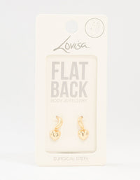 Gold Plated Surgical Steel Heart Drop Flat Backs 2-Pack - link has visual effect only