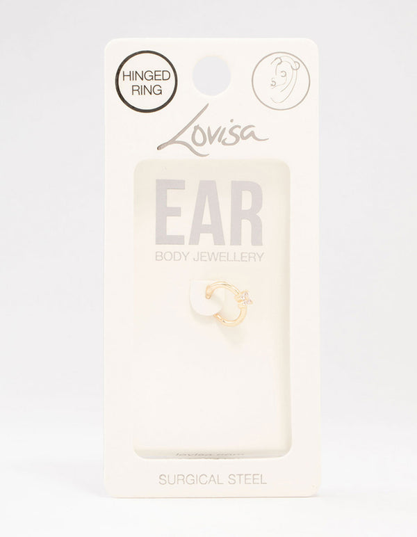 Gold Plated Surgical Steel Mini Flower Clicker Ring