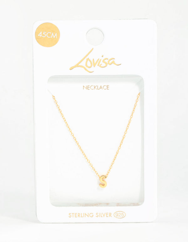Gold Plated Sterling Silver Initial S Necklace