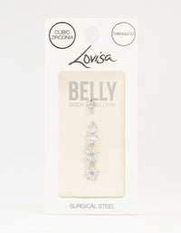 Surgical Steel Double Flower Drop Belly Bar - link has visual effect only