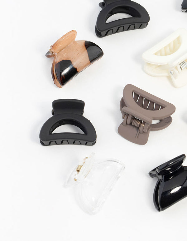 Mini Black & Neutral Hair Clips 6-Pack