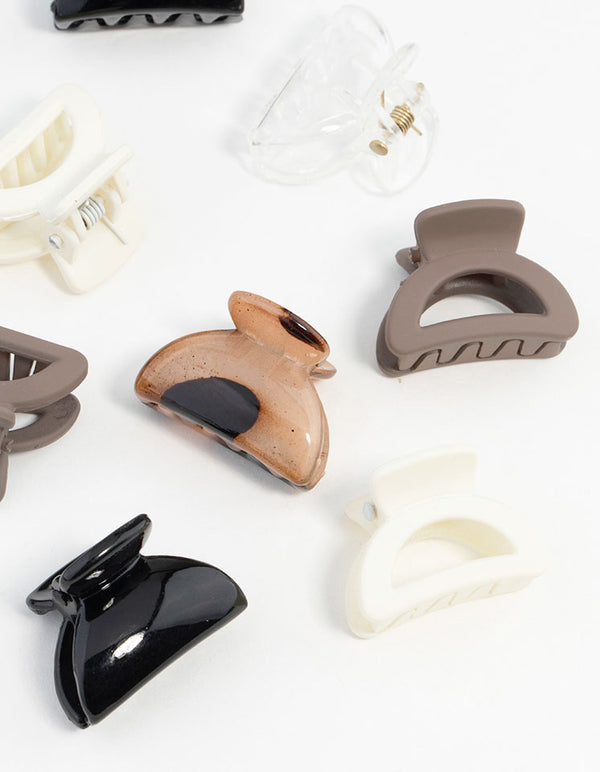 Mini Black & Neutral Hair Clips 6-Pack