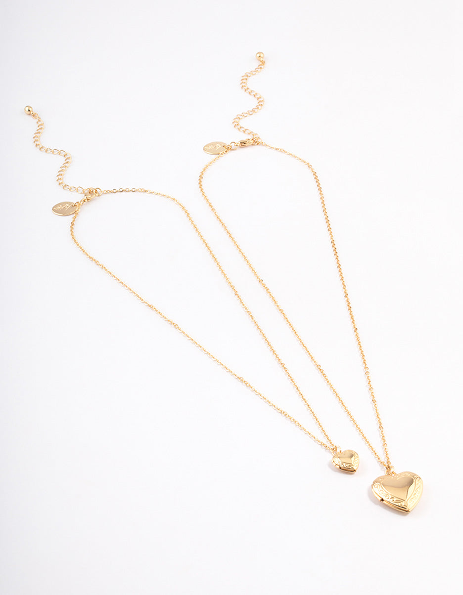 Gold Plated  Hearts Necklaces 2-Pack