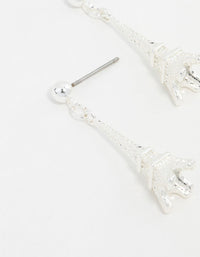 Small Silver Eiffel Tower Drop Earrings - link has visual effect only