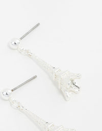 Small Silver Eiffel Tower Drop Earrings - link has visual effect only