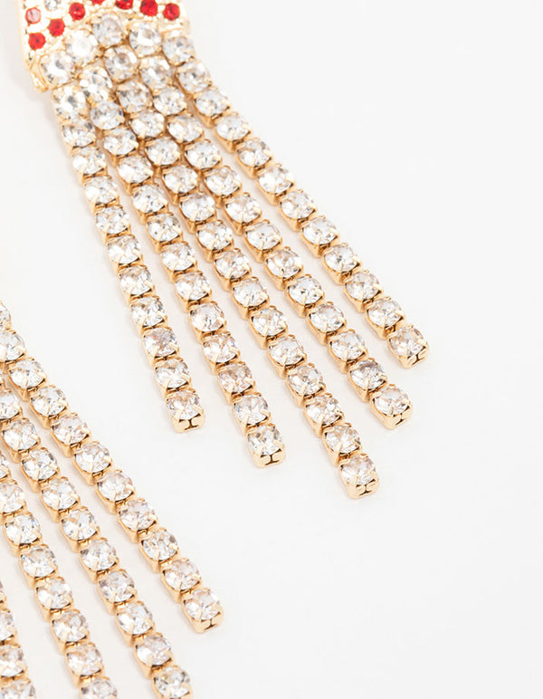 Gold Star Cup Chain Drop Earrings