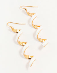 Gold White Enamel Spiral Drop Earrings - link has visual effect only