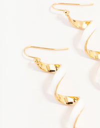 Gold White Enamel Spiral Drop Earrings - link has visual effect only