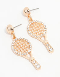 Gold Diamante Tennis Racket Drop Earrings - link has visual effect only