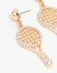 Gold Diamante Tennis Racket Drop Earrings - link has visual effect only