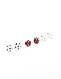 Sports Balls Stud Earrings 3-Pack Set - link has visual effect only