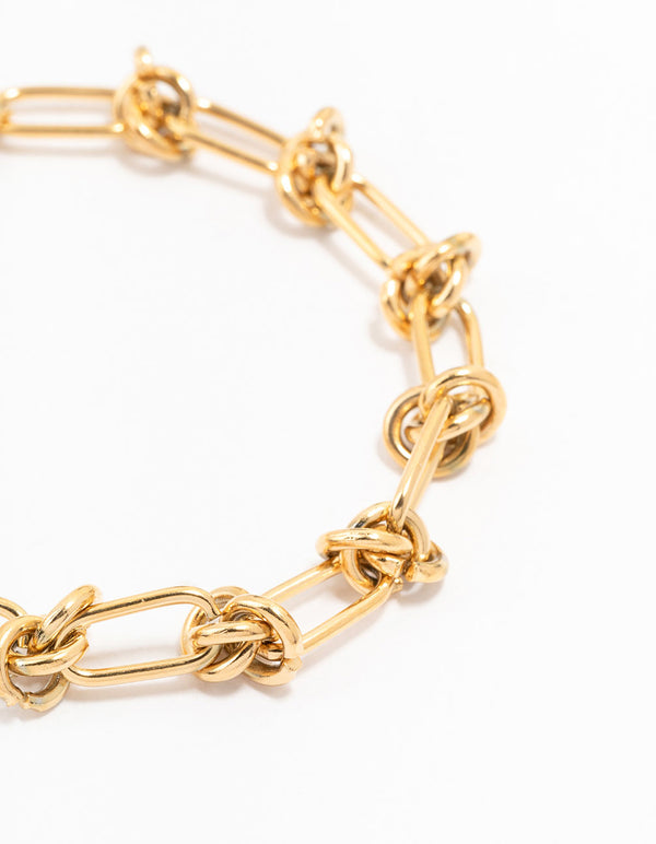 Waterproof Gold Plated Stainless Steel Knotted Chain Bracelet