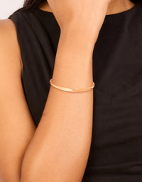 Waterproof Gold Plated Stainless Steel Slim Wrist Cuff Bangle - link has visual effect only