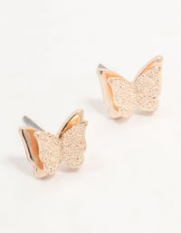 Rose Gold Sandblast Butterfly Stud Earrings - link has visual effect only