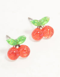 Red & Green Bubble Cherry Stud Earrings - link has visual effect only