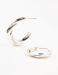 Silver Thin Twisted Hoop Earrings - link has visual effect only