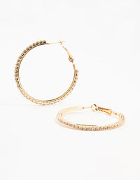 Gold Diamante Large Skinny Hoop Earrings - link has visual effect only