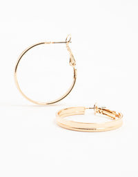Gold Etched & Plain Hoop Earrings - link has visual effect only