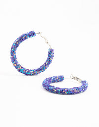 Purple Crushed Stone Hoop Earrings - link has visual effect only