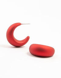 Red Wide Pointed Bubble Hoop Earrings - link has visual effect only