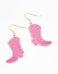 Pink Acrylic Cowboy Drop Earrings - link has visual effect only