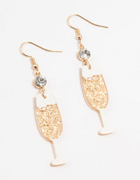Acrylic Diamante Champagne Glass Drop Earrings - link has visual effect only