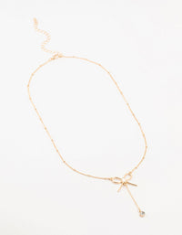 Gold Diamante Ball & Chain Bow Drop Necklace - link has visual effect only
