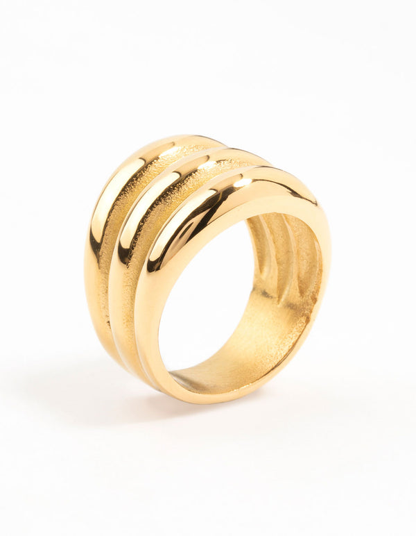Waterproof Gold Plated Stainless Steel Stacked Cocktail Ring