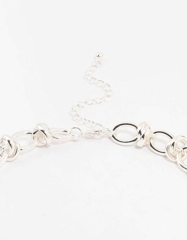 Silver Plated Knotted Chain Necklace