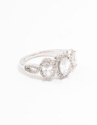 Silver Oval Trio Cubic Zirconia Ring - link has visual effect only