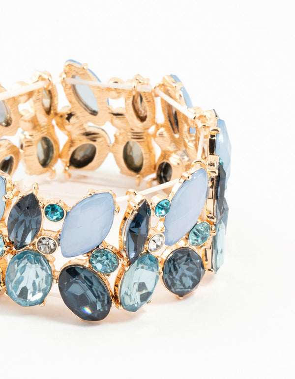 Gold Blue Cluster Bracelet