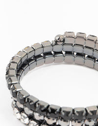 Black Silver Diamante Wrist Cuff - link has visual effect only
