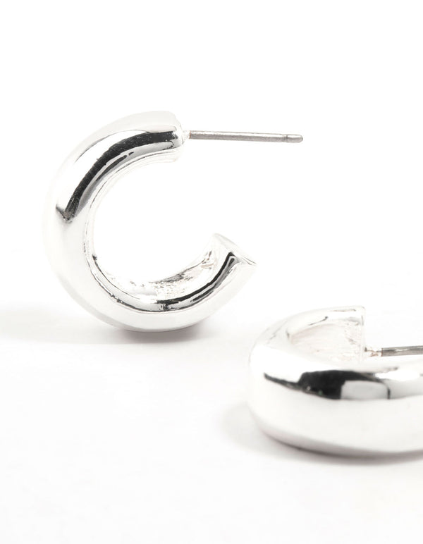 Silver Plated Mini Chunky Hoop Earrings