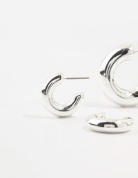 Silver Plated Chunky Bubble Hoop Earrings 3-Pack - link has visual effect only