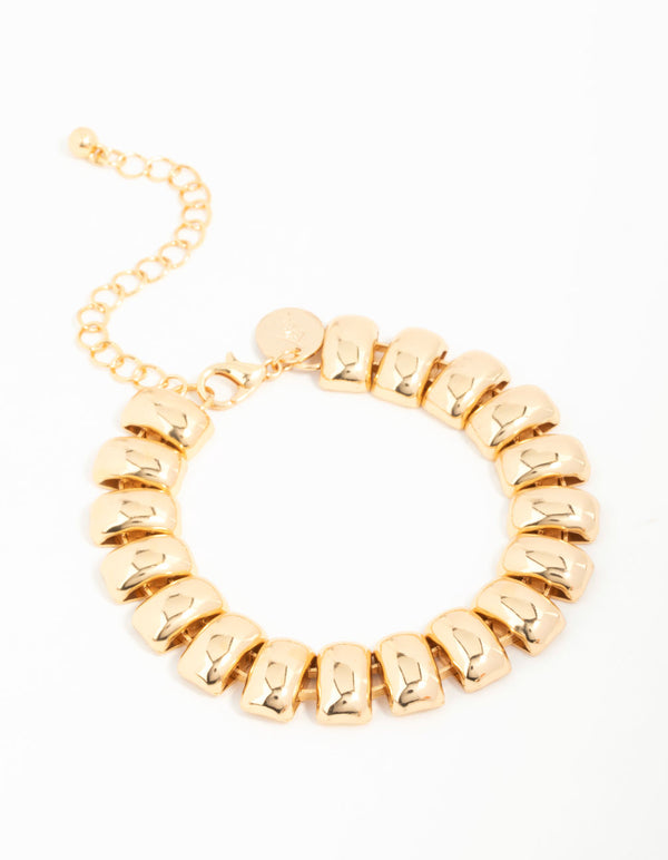 Gold Plated Textured Rectangle Bracelet