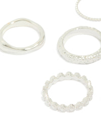 Silver Plated Molten Mixed Rings 5-Pack - link has visual effect only