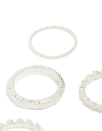 Silver Plated Molten Mixed Rings 5-Pack - link has visual effect only