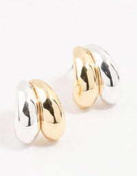 Mixed Metal Double Bubble Hoop Earrings - link has visual effect only