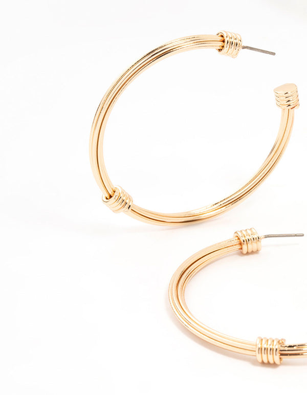 Gold Knotted Rope Hoop Earrings
