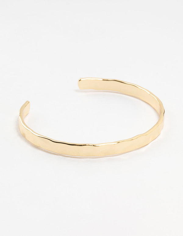 Gold Plated Brass Hammer Wrist Cuff