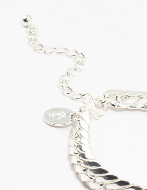 Silver Plated Brass  Herringbone T & O Bracelet