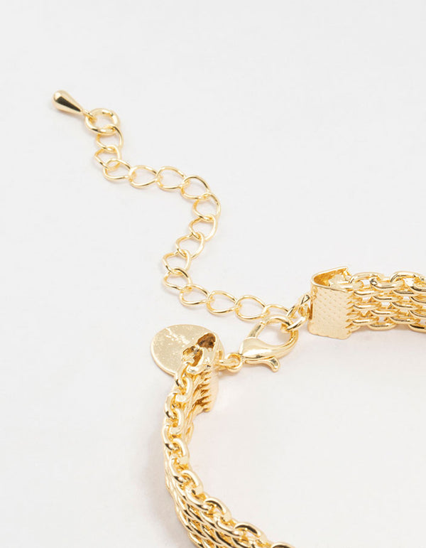 Gold Plated Brass Skinny Mesh Link Bracelet