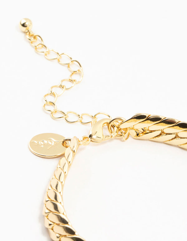 Gold Plated Brass Herringbone T & O Bracelet