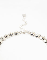 Large Silver Pearl Chain Short Necklace - link has visual effect only