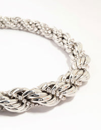 Silver Diamante Twisted Large Short Necklace - link has visual effect only