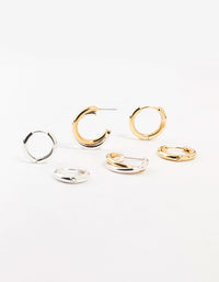 Mixed Metals Clean Hoops 3-Pack - link has visual effect only