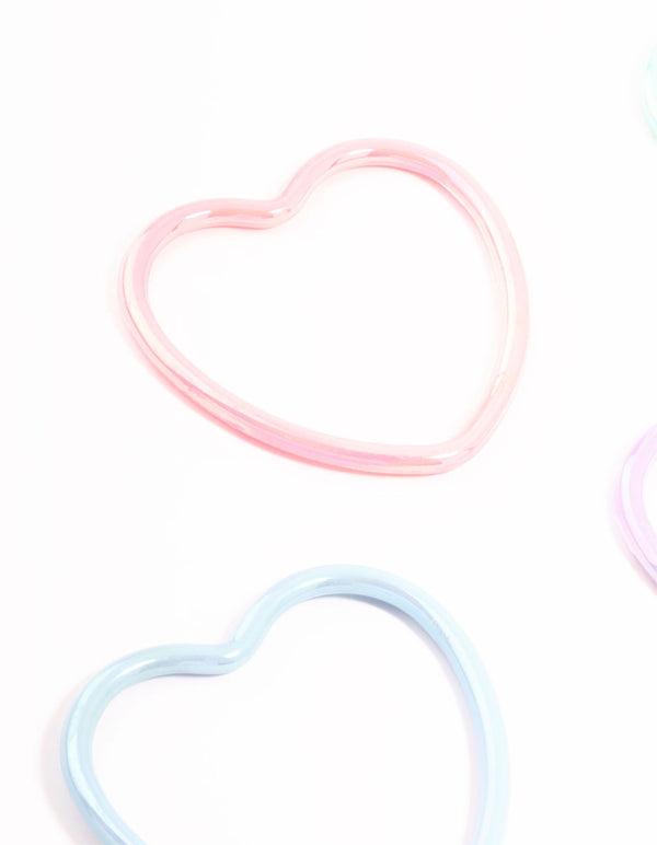 Kids Pastel Heart Bangles 6-Pack
