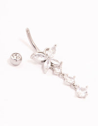 Surgical Steel Butterfly Cubic Zirconia Drop Belly Bar - link has visual effect only
