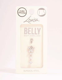 Surgical Steel Butterfly Cubic Zirconia Drop Belly Bar - link has visual effect only